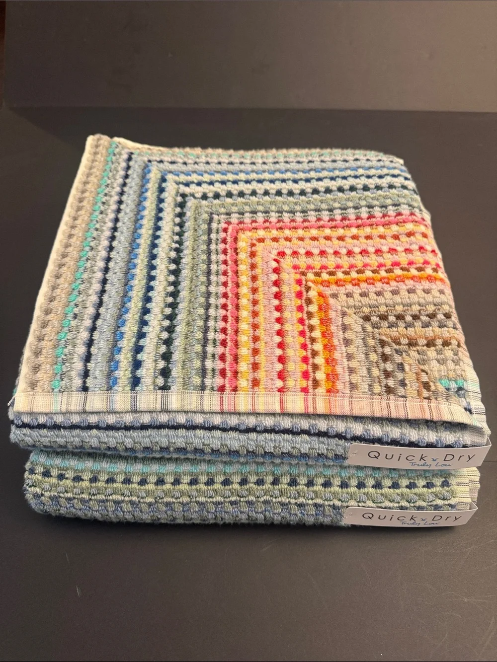 3pc TRULY LOU Quick Dry Zero Twist Cotton Bath Towel Set -Multi